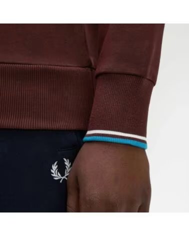 FRED PERRY SWEAT-SHIRT CREW NECK OXBLOOD - ECRU COURT BLUE Z63XBLDCR