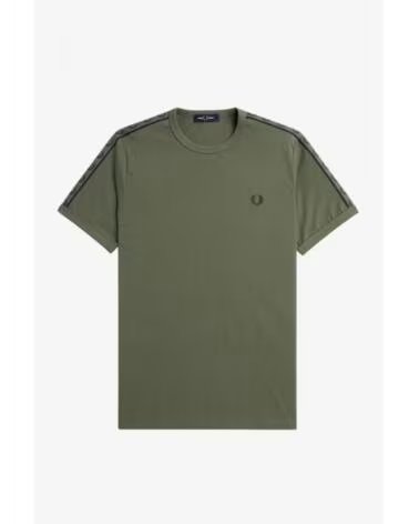 FRED PERRY T-SHIRT CONTRAST TAPE RINGER VERDE W49GRN