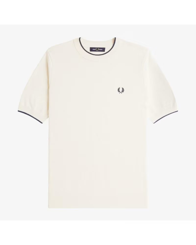 FRED PERRY T-SHIRT EN TRICOT AVEC TEXTURE À L´AVANT S64ECRU