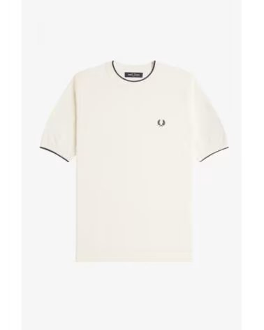 FRED PERRY T-SHIRT EN TRICOT AVEC TEXTURE À L´AVANT S64ECRU