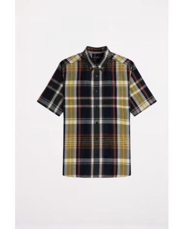 FRED PERRY CAMISA MADRAS CHECK MANGA CURTA AZUL 608NAVY