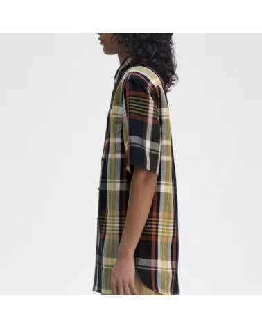 FRED PERRY CAMISA MADRAS CHECK MANGA CURTA AZUL 608NAVY