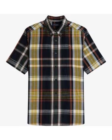 FRED PERRY CAMISA MADRAS CHECK MANGA CURTA AZUL 608NAVY