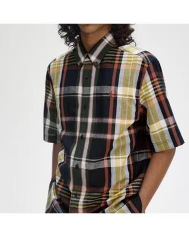 FRED PERRY CAMISA MADRAS CHECK MANGA CURTA AZUL 608NAVY