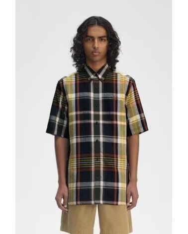 FRED PERRY CAMISA MADRAS CHECK MANGA CURTA AZUL 608NAVY