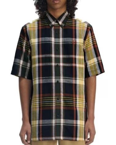 FRED PERRY CAMISA MADRAS CHECK MANGA CURTA AZUL 608NAVY