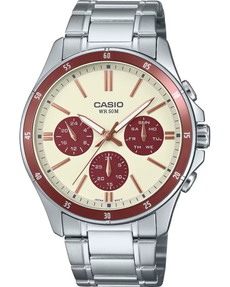 CASIO OROLOGIO MTP-1374D-5A2VDF AL QUARZO CON BRACCIALE IN ACCIAIO INOSSIDABILE GRIS