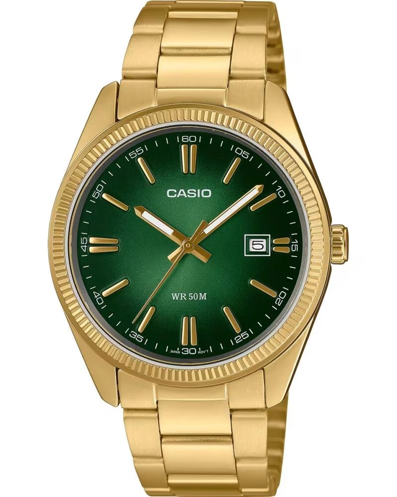 CASIO RELOJ MTP-1302PGC-3AV ESFERA VERDE Y ACABADO DORADO