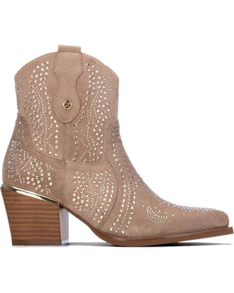 XTI 146100 WESTERN-STIEFELETTEN IN BEIGE MIT NIETEN UND ABSATZ