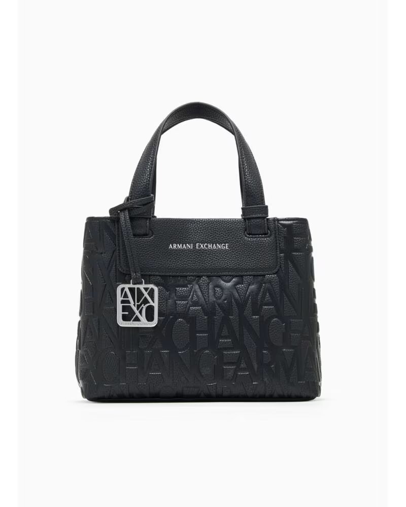 ARMANI EXCHANGE XW001576 BORSA TOTE NERA CON LOGO STAMPATO NEGRO