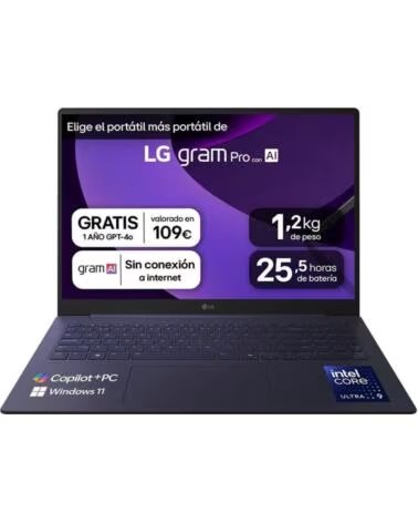 LG PORTÁTIL GRAM PRO 16Z90TS - G U9 288V 32GB SSD 1TB 16 PULGADAS W11H