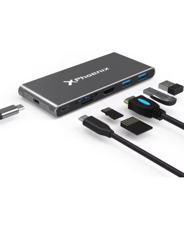 PHOENIX TECHNOLOGIES Docking caja externa phoenix para disco m 2 con hub usb tipo c 6 en 1