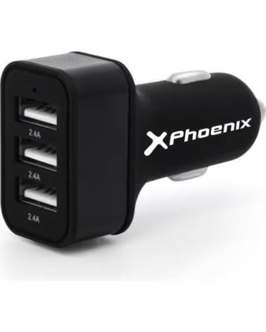 PHOENIX TECHNOLOGIES Cargador universal phoenix phcarcharger3usb para coche - mechero 5v - 3 x usb 7 2a negro acabado en silicon