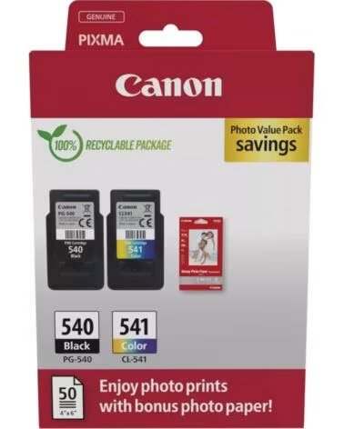 CANON Cartucho de Tinta Original PG-540 CL-541 Multipack- Negro- Tricolor Papel Fotografico