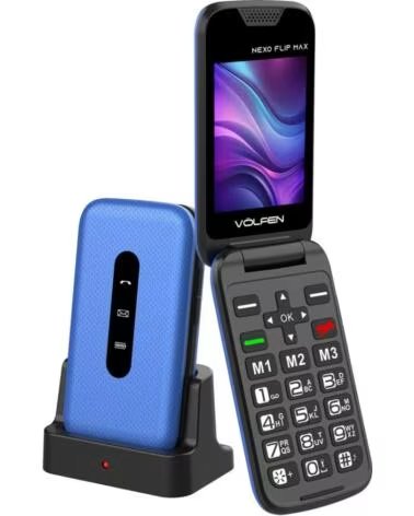 VOLFEN Telefono movil nexo flip max tipo concha azul base de carga