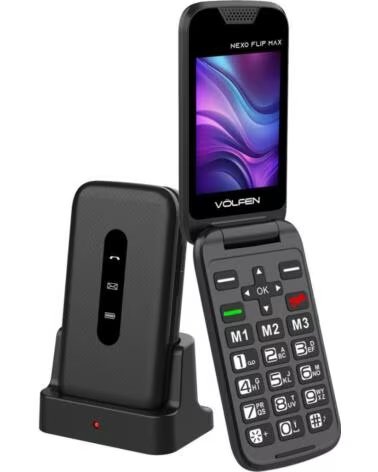 VOLFEN Telefono movil nexo flip max tipo concha negro base de carga