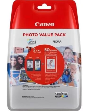 CANON Multipack pg 545 xl cl 546 xl papel 50 hojas con alarmado