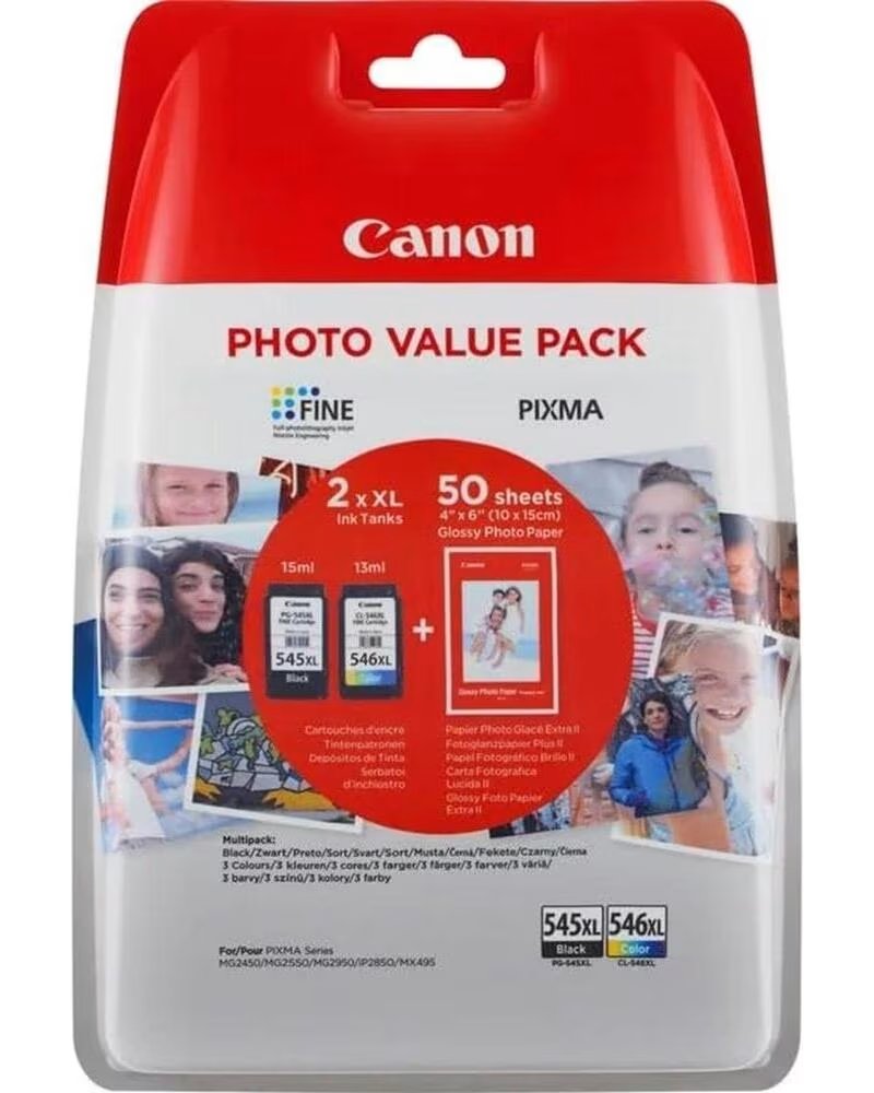 CANON Multipack pg 545 xl cl 546 xl papel 50 hojas con alarmado