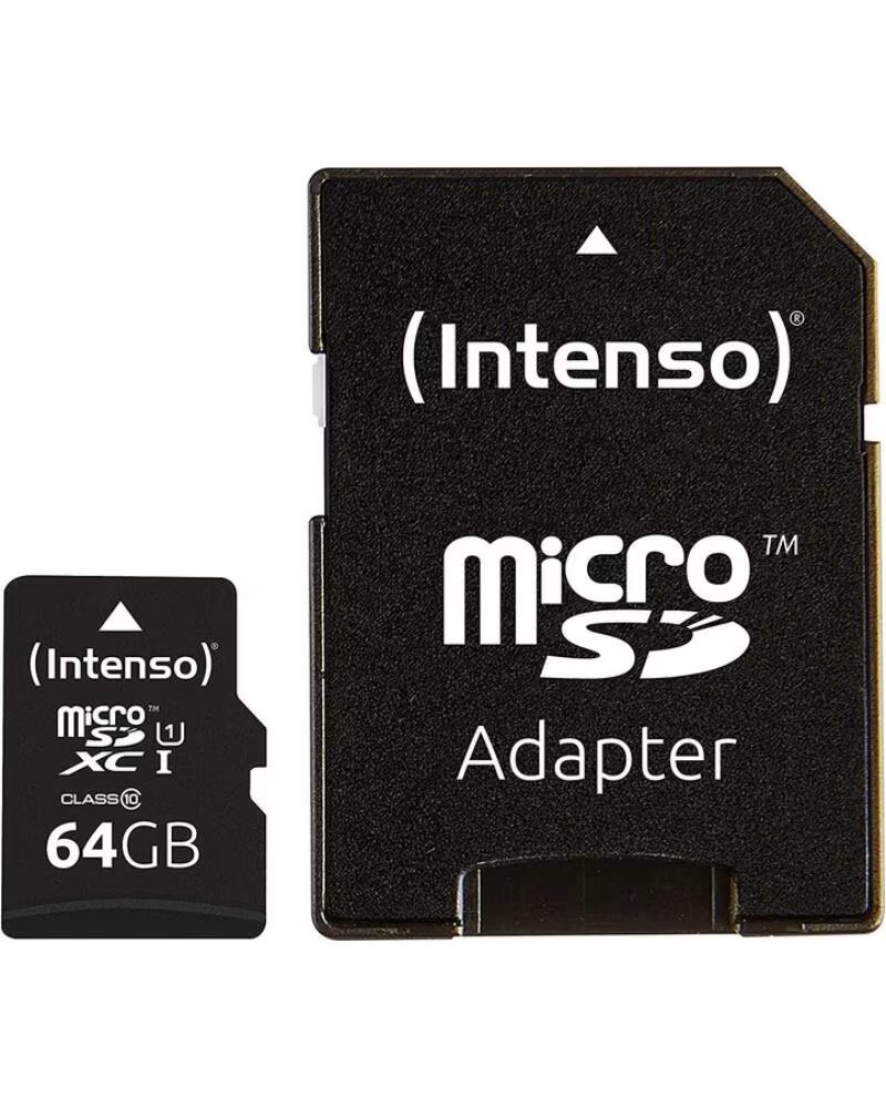 INTENSO Tarjeta memoria micro sd 64gb profesional v30 adaptador sd