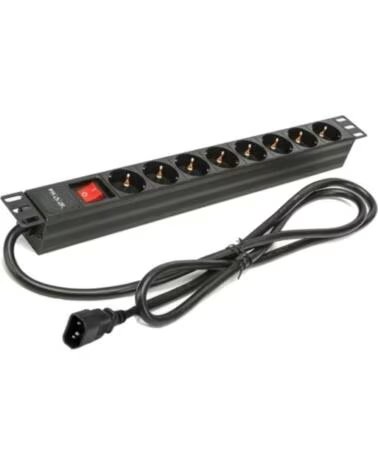PHASAK Regleta 8 tomas armario rack 19 pulgadas con interruptor 2m negro bns 3535