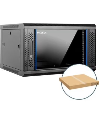 PHASAK Armario rack mural 19 pulgadas pro 6u 600x450 desmontado envio flat pack incluyen 2 vent bolsa tornilleria pho 2106d