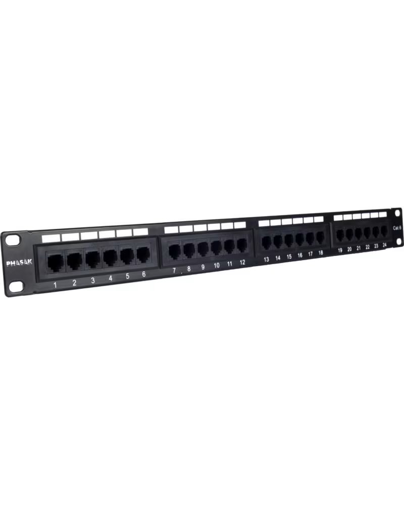 PHASAK Patch Panel PU 2420- 24 Puertos- Cat 6- Altura 1U