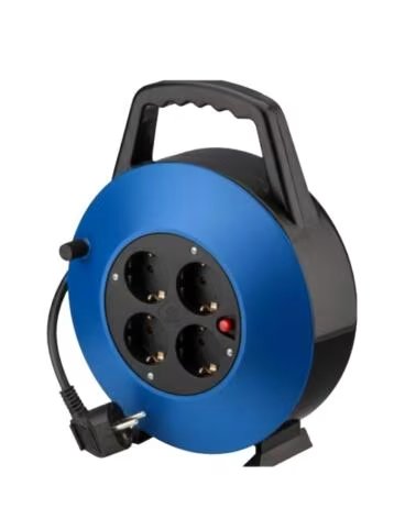 PHASAK Regleta alargadera 4 tomas schuko con proteccion enrollable 10 metros