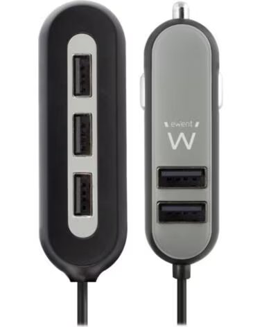 EWENT Cargador usb para coche - 5 puertos - 54w
