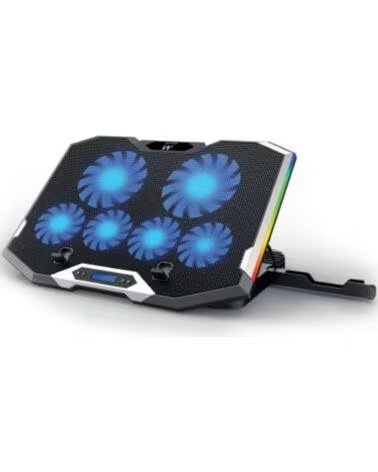 EWENT Soporte - base refrigeracion para ordenador portatil ew1260 - 6 ventiladores - hub 2 puertos - rgb - hasta 17 pulgadas