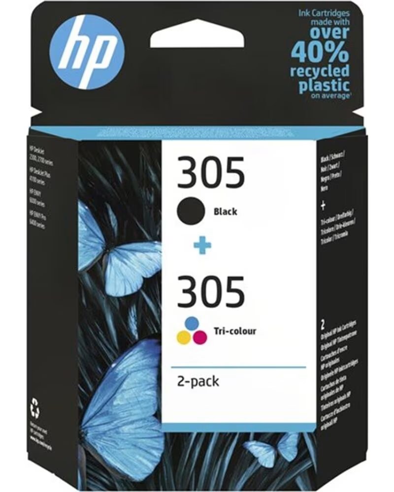 HP Pack 2 cartucho tinta 305 negro y color 1255 23xx 27xx 41xx deskjet plus 41xx envy 60xx 6420 envy pro 64xx