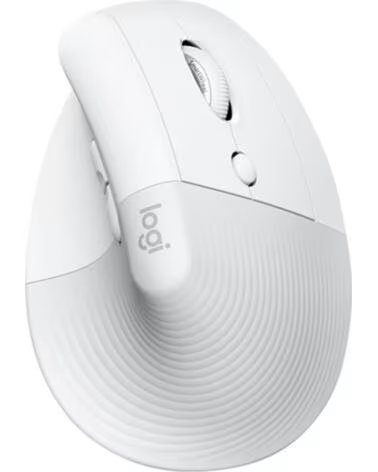 LOGITECH Mouse raton vertical lift para mac 6 botones 4000 dpi wireless inalambrico blanco hueso
