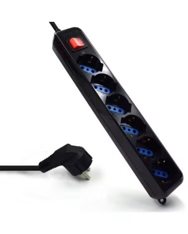 EWENT Regleta 6 tomas shucko interruptor y enchufe negro