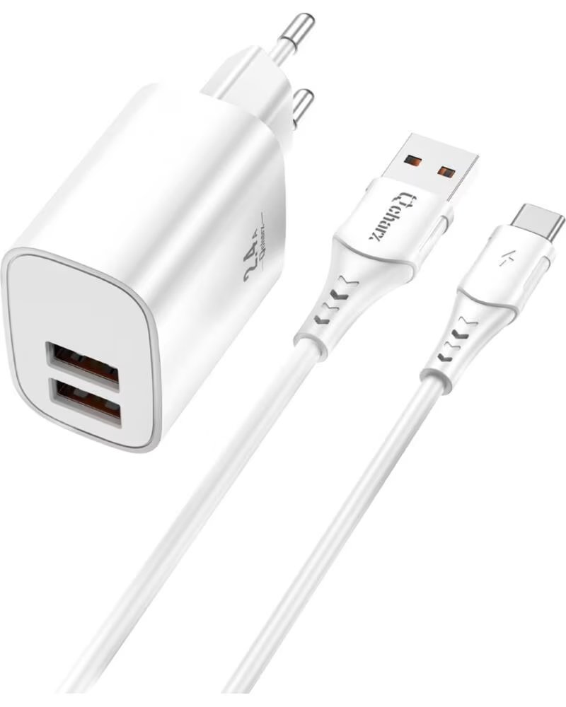 QCHARX INTERNATIONAL Kit cargador qcharx apolo 24a 12w cable usb a tipo c blanco