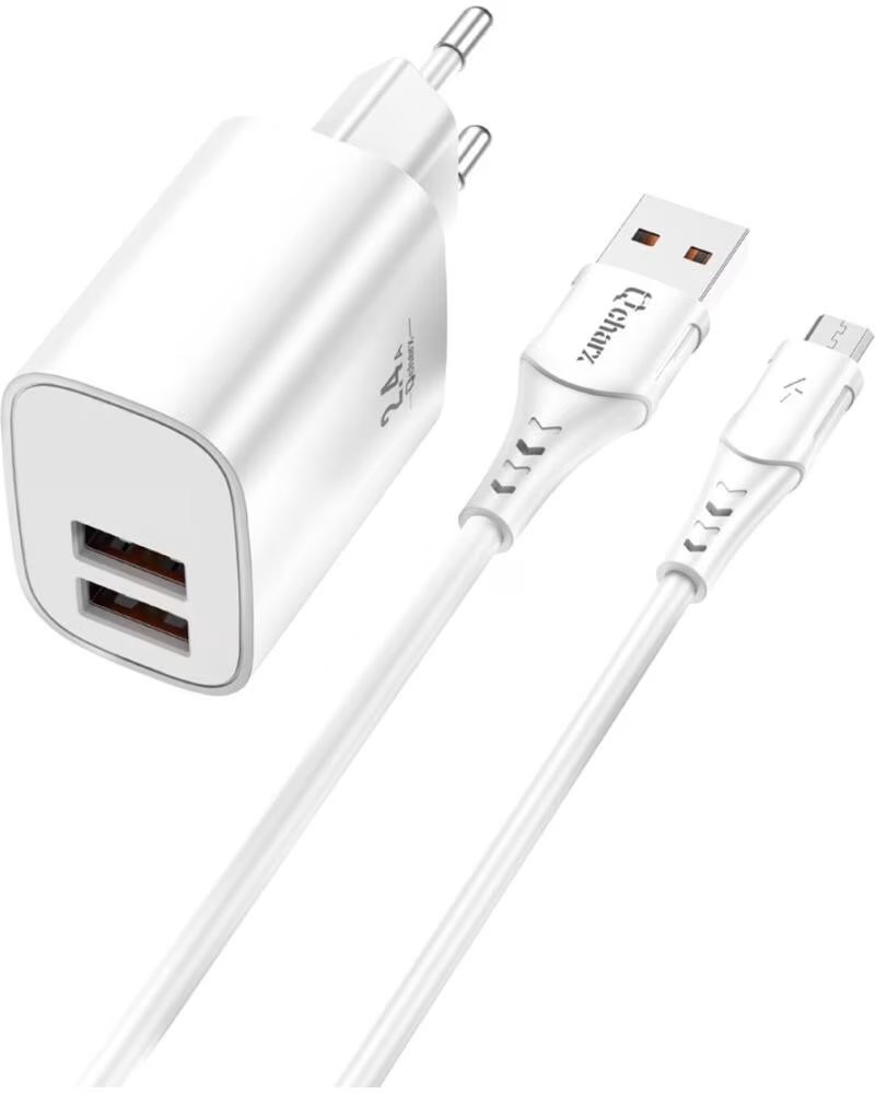 QCHARX INTERNATIONAL Kit cargador qcharx apolo 24a cable usb a micro usb blanco