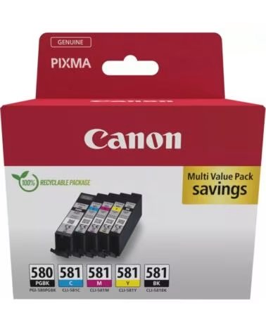 CANON Cartucho de Tinta Original PGI-580 PB CLI-581Multipack- Cian- Magenta- Amarillo- Negro