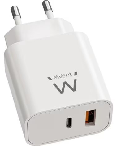 EWENT Cargador ew1318 20w 1x usb tipo a 1x usb tipo c blanco