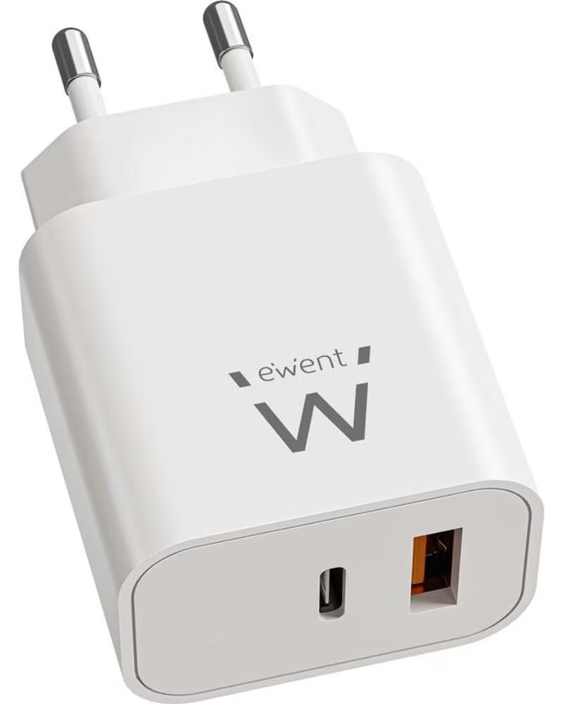 EWENT Cargador ew1318 20w 1x usb tipo a 1x usb tipo c blanco