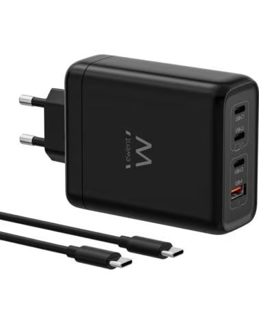 EWENT Cargador ew1337 140w 3x usb tipo c 1x usb tipo a negro