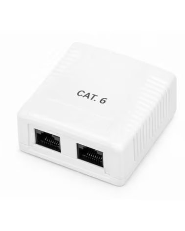 PHASAK Roseta de superficie cat 6 utp caja 2 puertos hembra rj45