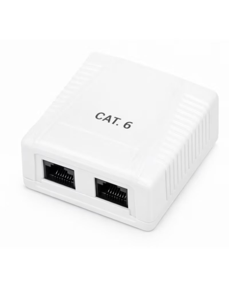 PHASAK Roseta de superficie cat 6 utp caja 2 puertos hembra rj45