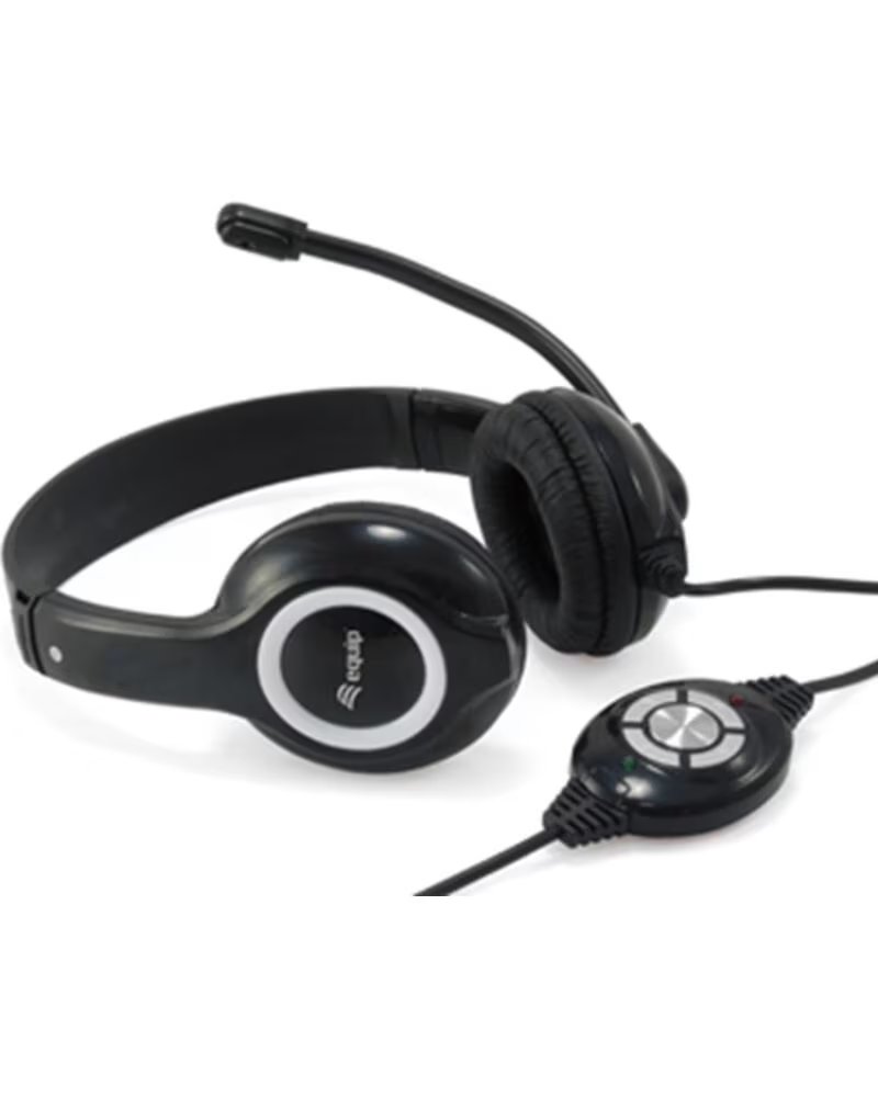 EQUIP Auricular usb microfono flexible control de volumen negro