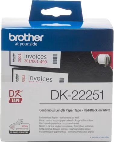 BROTHER Etiquetas cinta continua dk22251 negro - rojo 62mm 15 24m