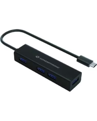 CONCEPTRONIC Hub usb tipo c hubbies07b 4 x usb 3 0 - aluminio
