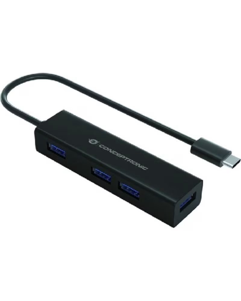 CONCEPTRONIC Hub usb tipo c hubbies07b 4 x usb 3 0 - aluminio