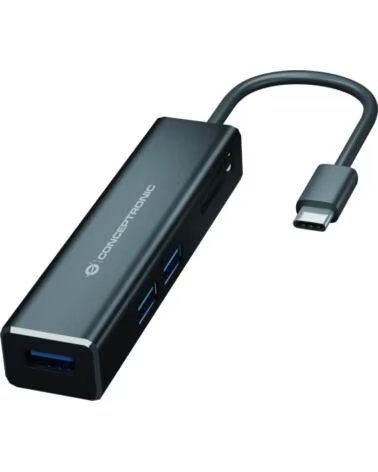 CONCEPTRONIC Adaptador usb tipo c a hub usb 3 puertos con lector de tarjetas