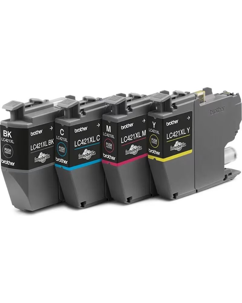 BROTHER Cartucho de Tinta Original LC421XL Alta Capacidad- Multipack- Cian- Magenta- Amarillo- Negro