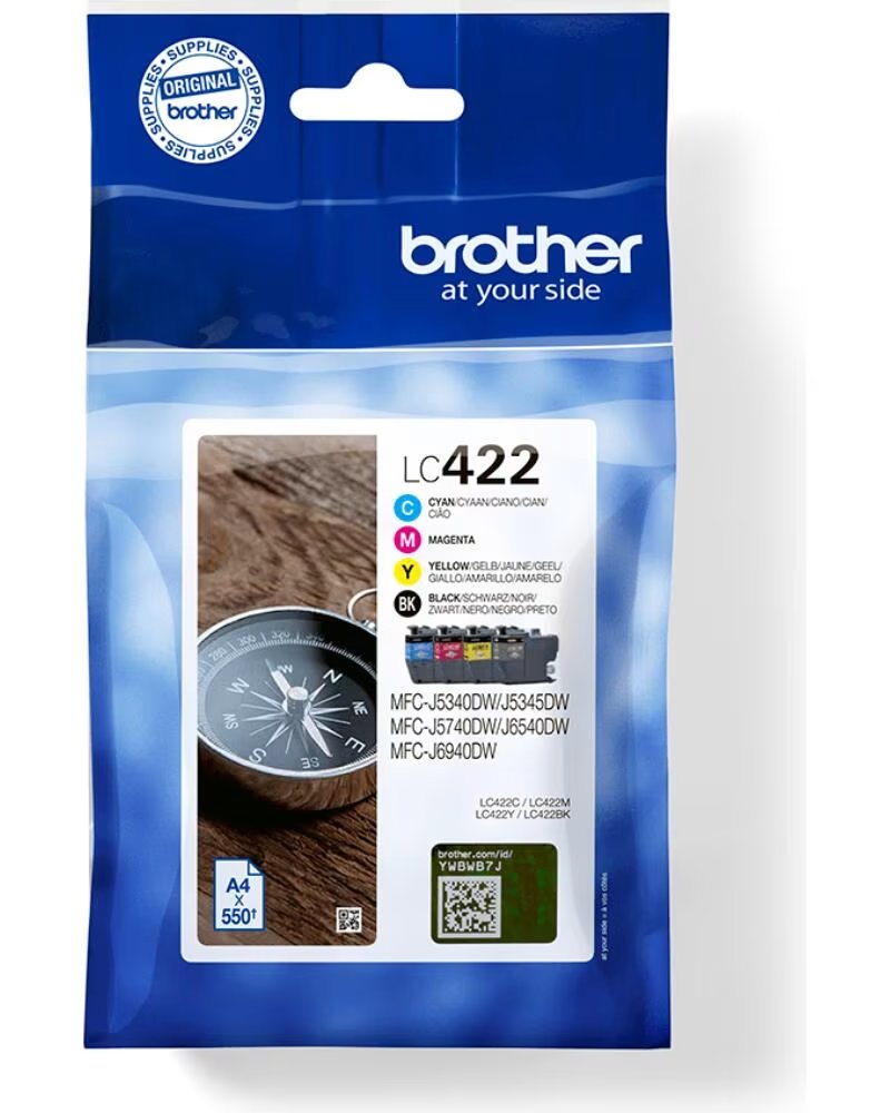 BROTHER Cartucho de Tinta Original LC422VAL Multipack- Cian- Magenta- Amarillo- Negro