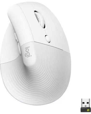 LOGITECH Mouse raton vertical lift for business 6 botones 4000 dpi wireless inalambrico blanco hueso