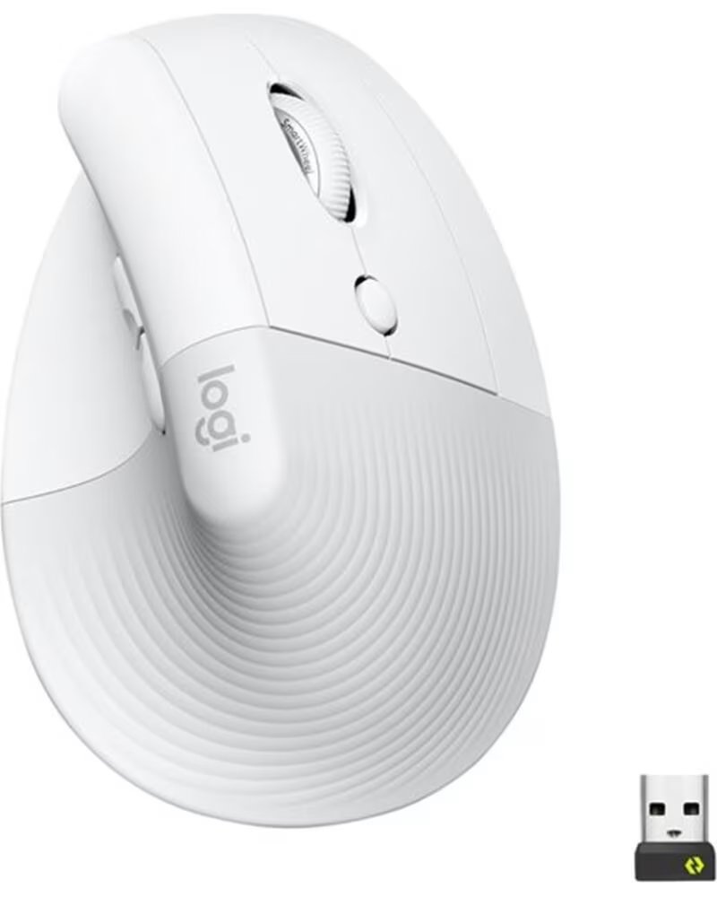 LOGITECH Mouse raton vertical lift for business 6 botones 4000 dpi wireless inalambrico blanco hueso