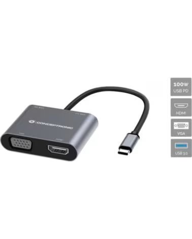 CONCEPTRONIC Hub usb tipo c donn16g 1 x hdmi - 1 x vga - 1 x usb tipo c - 1 x usb 3 0